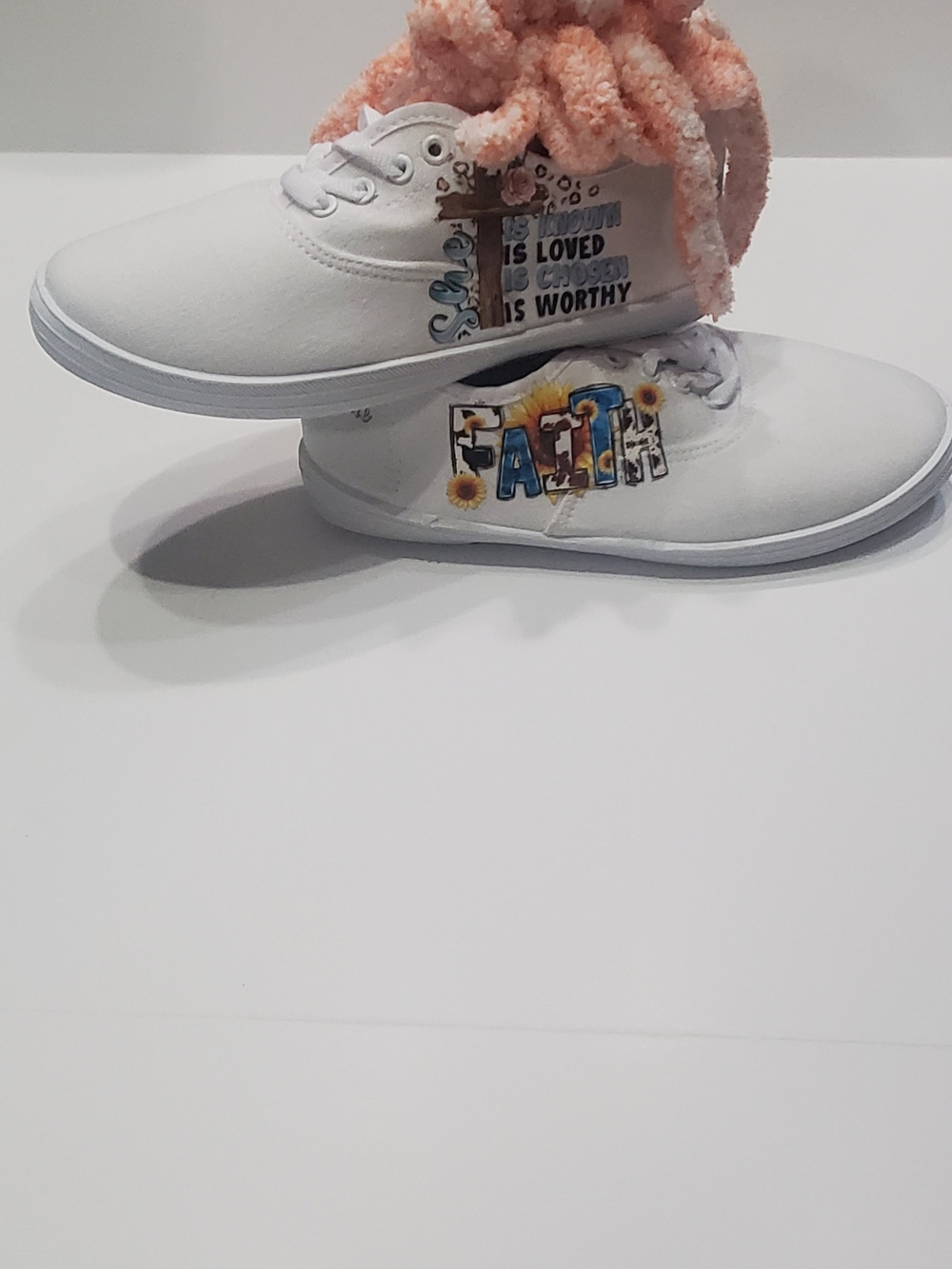 White Faith Canvas Sneakers with Quotes Accent